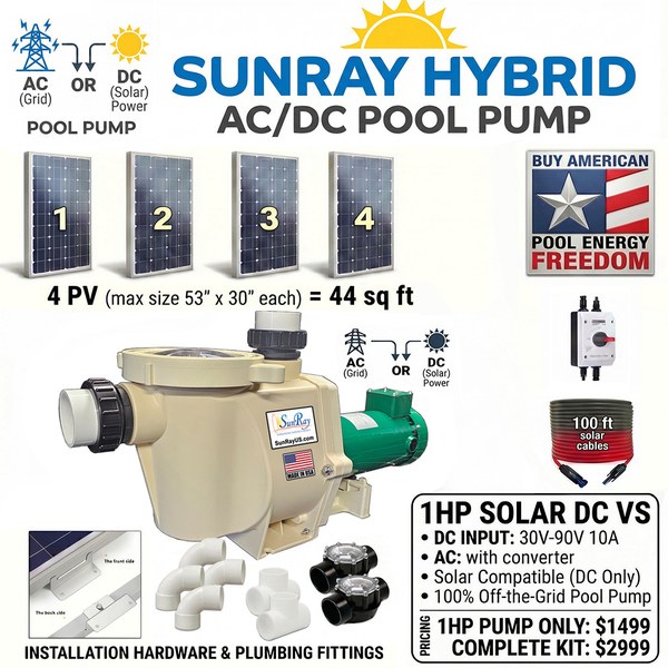 SunRay 1HP Solar Pool Pump